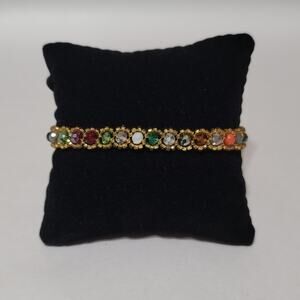 Gold-Tone Multi-Color Beaded Bracelet